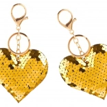 Breloc Inimă cu Paiete Bicolore în Argintiu și Auriu