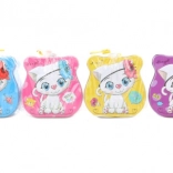 Pușculiță metalică cu motiv pisică, cu încuietoare