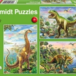 Puzzle Schmidt Aventuri cu dinozauri 3×48 piese
