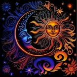 Pictură cu diamante Soare și Lună 30x40 cm