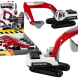 Excavator cu șenile de metal roșu-alb