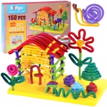 Set creativ de construcție flexibilă „macaroane”, bețișoare – 150 piese