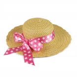 Pălărie de paie pentru copii cu fundă roz