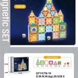 Set de construcții 3D magnetic cu discuri luminoase, 75 piese