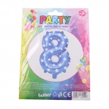 Balon gonflabil albastru cifra 8 cu steluțe