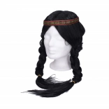 Păr lung cu codițe împletite negre pentru costum de indian