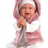 Păpușă realistă bebeluș cu sunete și corp moale textil 42 cm