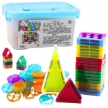 Set de construcție magnetic colorat cu 57 de piese în cutie