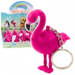 Breloc flamingo cu LED și sunet, roz