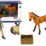 Set de figurine – cal de culoare deschisă și animale