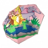 Umbrelă pliabilă pentru copii Animăluțe cu mecanism de deschidere automată