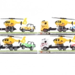 Camion cu elicopter și mașină de teren