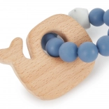 Jucărie de dentiție din silicon cu balenă din lemn Bieco