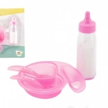 Set pentru păpuși cu sticluță și veselă