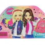 Set creativ pentru desen în servietă cu motiv pentru fete