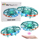 Dron UFO controlat cu mâna cu lumini LED turcoaz