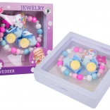 set de bijuterii pentru copii cu unicorn – brățară roz și agrafe