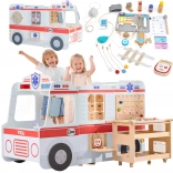 VIGA ambulanță mare din lemn – stație de salvare interactivă cu 25 de accesorii