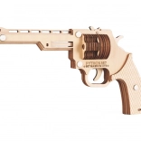 Puzzle 3D din lemn revolver cu elastice