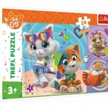 Maxi puzzle 24 piese Pisici fericite 44 CATS 60 × 40 cm