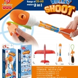 Avion albastru de aruncat 2‑în‑1 cu lansator