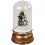 Decorațiune de Crăciun din sticlă cu zăpadă și oameni de zăpadă, auriu