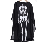 Mantie neagră cu motiv de schelet pentru copii