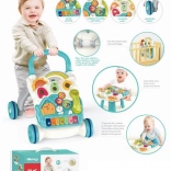 antemergător împingător căsuță cu pian 4 în 1 albastru