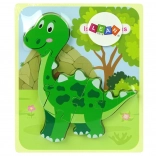 Puzzle din lemn cu dinozaur verde