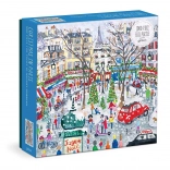 Puzzle cu folie Crăciun la Paris – Michael Storrings (Galison, 1000 de piese)