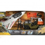 Set Militar cu Vehicul și Avion de Vânătoare