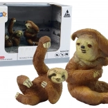 Set de 2 figurine leneș – adult și pui, seria Animalele lumii