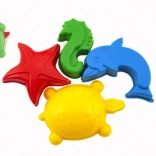 Forme din plastic pentru nisip – animale marine, set 4 bucăți în plasă