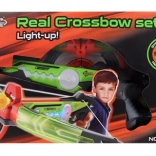 Arbaletă luminoasă pentru copii cu săgeți cu ventuză și țintă – set de tir pe baterii, 6+