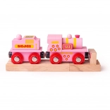Locomotivă roz cu tender BIGJIGS Rail