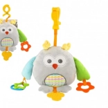 Bufniță din pluș pentru cărucior și pătuț 18 × 18 cm, cu jucării de ros și clips