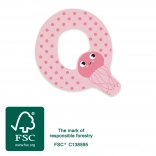 Literă Q din lemn cu meduză pentru copii