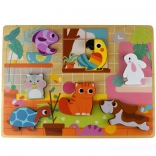 Puzzle Montessori lemn Tooky Toy Animale Acasă