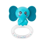 Jucărie de dentiție din silicon cu zornăitoare Akuku elefant