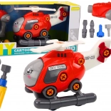 Elicopter de montat cu șuruburi pentru copii – roșu