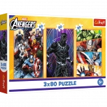 Puzzle 3x80 Zile de Acțiune - Disney Marvel Avengers