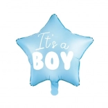 Balon folie în formă de stea „It's a boy” albastru 48 cm