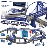 Circuit feroviar polițienesc electric cu mașini, 92 piese, 300 cm