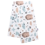 Scutec din flanel cu imprimeu New Baby alb – arici și iepuraș