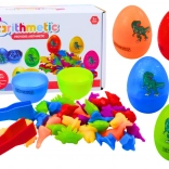 Ouă pentru sortare cu dinozauri și cleștișori, 6 buc.