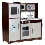 Bucătărie mare din lemn pentru copii cu frigider și dulapuri de la ECOTOYS