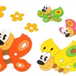 Decorațiuni din lemn Fluturași și Floricele