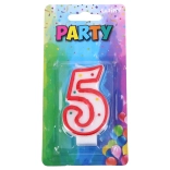 Lumânare de petrecere numărul 5 roșie