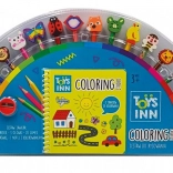 Creioane colorate cu gumă și carte de colorat