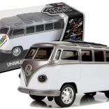 Autobuz cu mecanism inerțial, iluminare și sunete pe baterii – alb